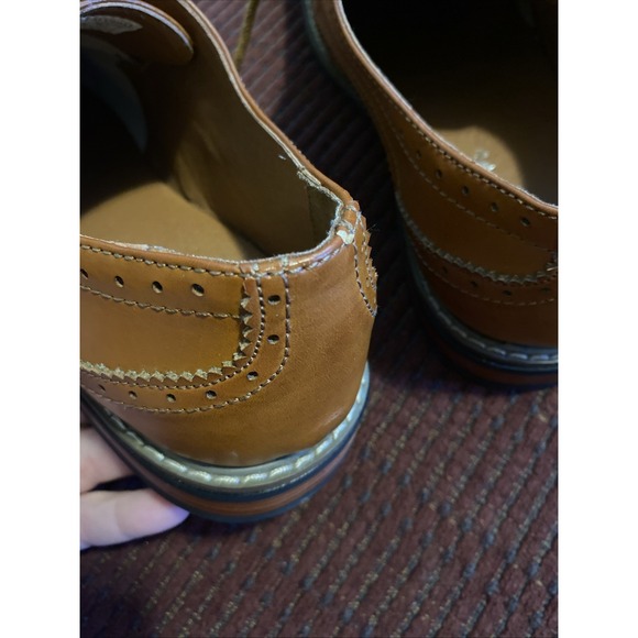 Jousen Milan Dress Shoes Mens Size 9 Yellow Brown Leather Wing Tip Oxfords - Picture 14 of 16